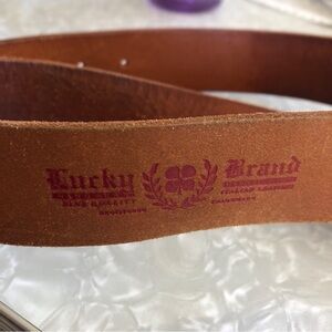 Lucky Brand Leather Belt 32-36 inch Chunky Owl Metal Buckle Arts Western Boho